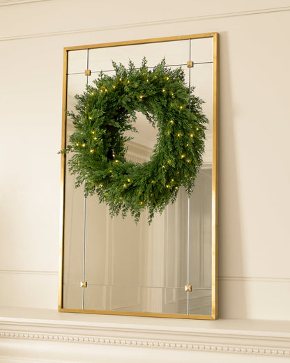 Classic Outdoor Cedar Pre-Lit Faux Wreath