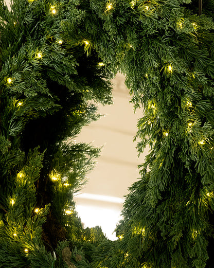 Classic Outdoor Cedar Pre-Lit Faux Wreath