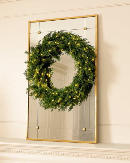 Classic Outdoor Cedar Pre-Lit Faux Wreath