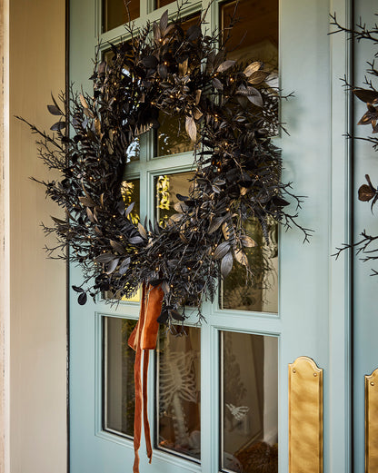 Morticia Pre-Lit Wreath with Bow